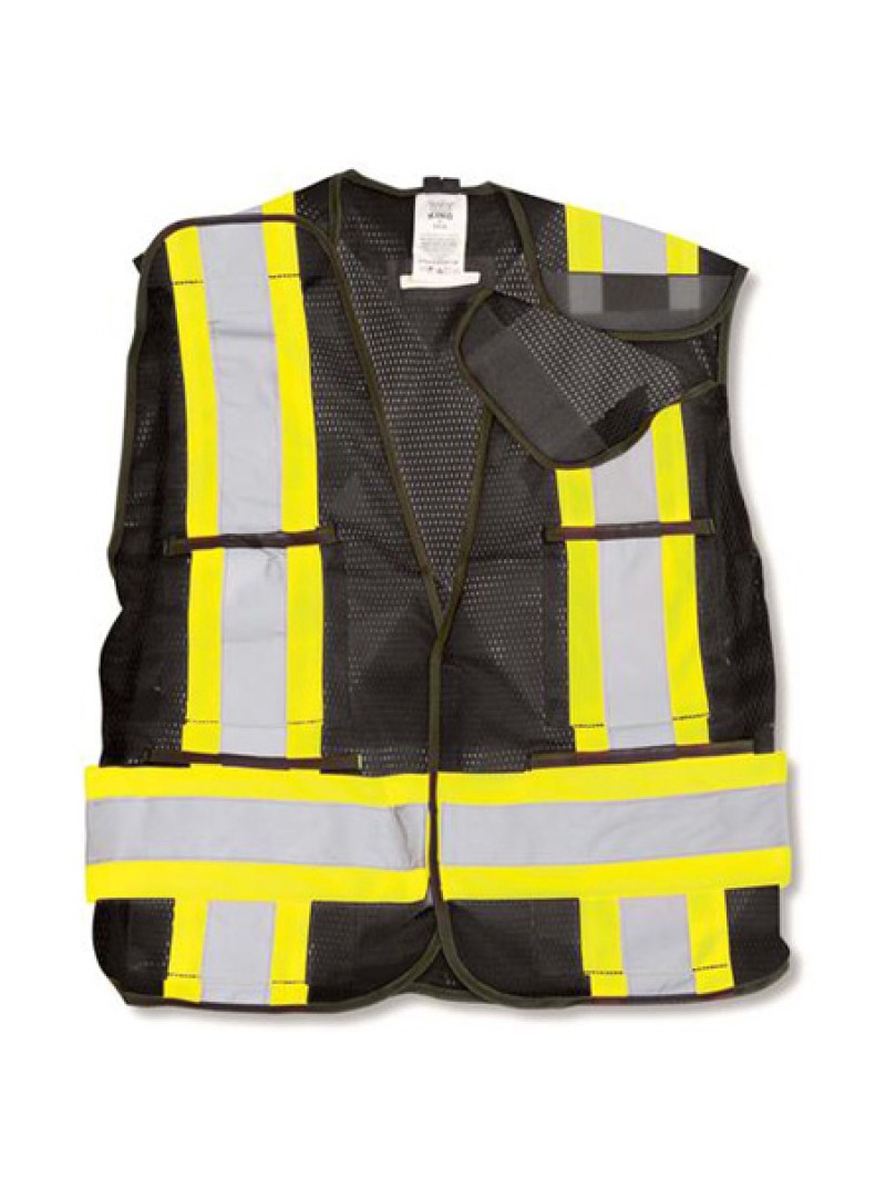 Black 100% Polyester Soft Mesh Safety Vest
