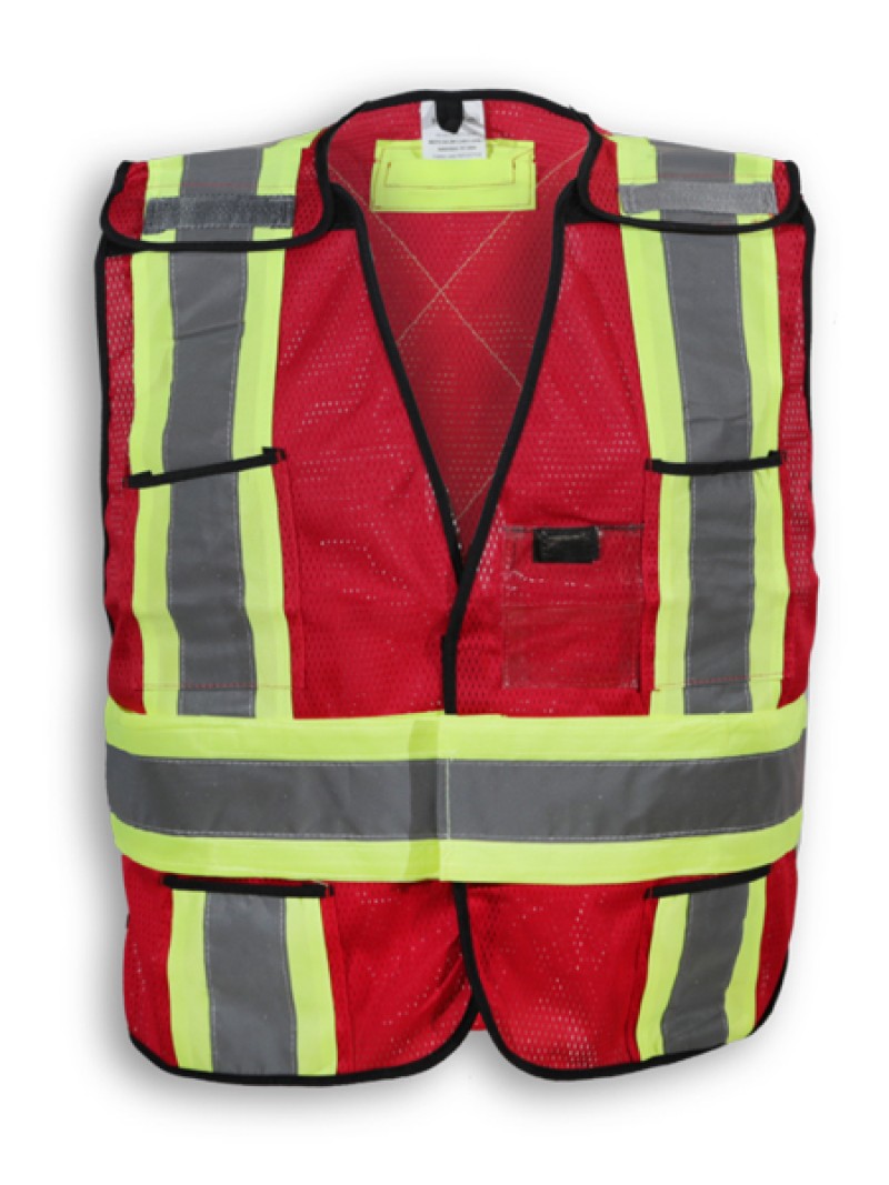 Red 100% Polyester Soft Mesh Safety Vest