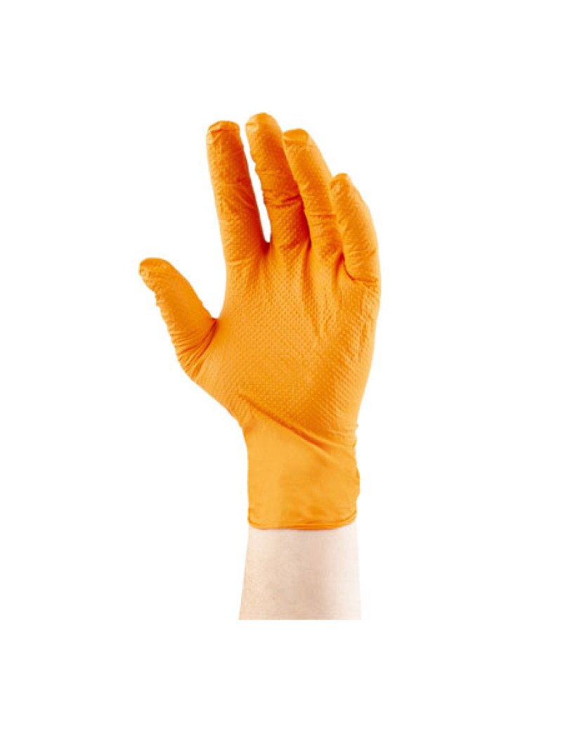Orange 8Mil Diamond Grip Gloves-XL
